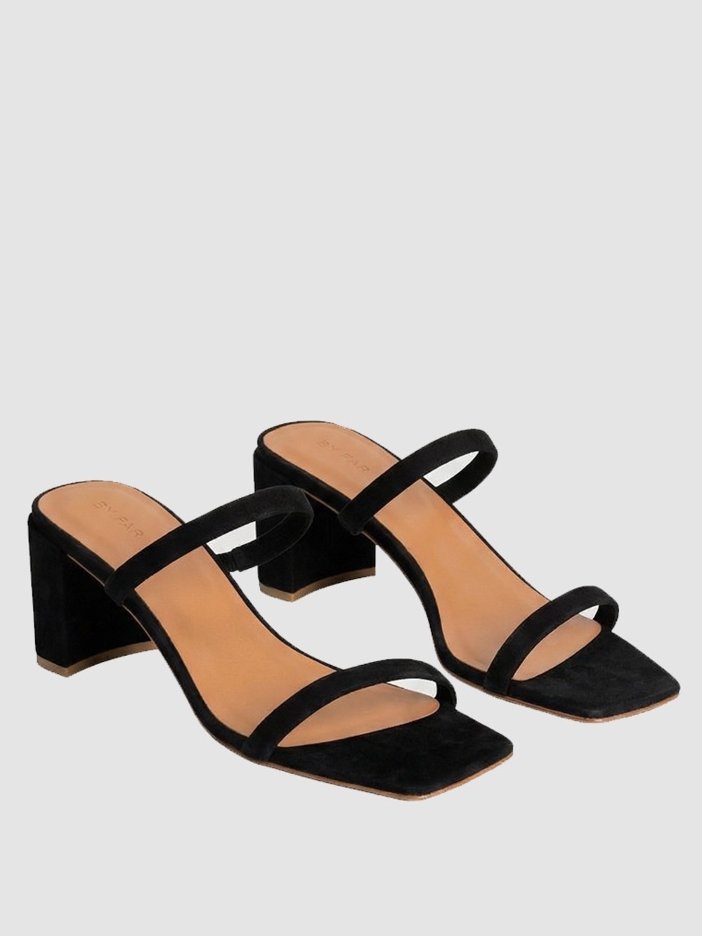 BY FAR Tanya Black Suede Slip On Mule Sandals Size 39 US 9 Square Toe Leather